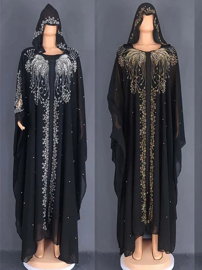 Eid Muslim Dress for Women Bat Sleeve Abaya Diamond Jalabiya Morocco Caftan Party Dresses Dubai Abayas Kaftan Vestidos Long Robe