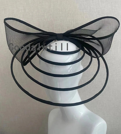 Bow Fascinators Hat For Women Weddings Hoop Headwear With Bow For Party Kenducky Royal Asscot Chapeau Cap Hair Clip Bride