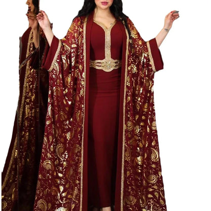 Dubai Luxury 2024 African Muslim Fashion Dress Caftan Evening Party Dresses Robe Muslim Open Abaya Muslim Sets Abayas for Women