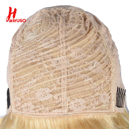 Short Blonde Full Machine Made Wigs For Women Cheap Pixie Cut Human Hair Wigs HairUGo Remy Blonde Pixie Cut Wig