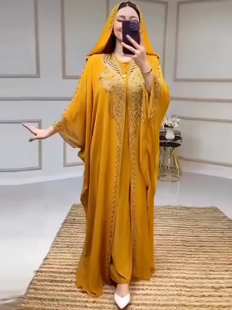 Abayas For Women Dubai Luxury Black Chiffon Boubou Muslim Fashion Dress Caftan Marocain Wedding Party Occasions Djellaba Femme