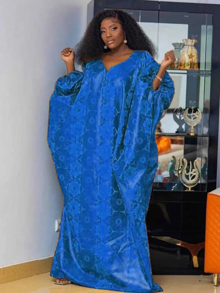 Boubou Bazin Riche Long Dresses For Nigeria Ankara Women Party Clothing Birthday Party Clothing Free Size Dashiki Robe Top Class