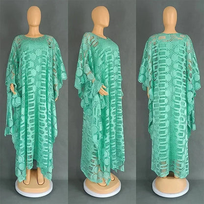 Elegant African Dresses for Women Traditional Dashiki  Fashion Lace Boubou Plus Size Wedding Party Gown Muslim Kaftan Maxi Dress