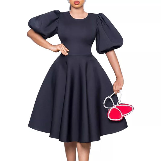 Summer A-line Dress African Dresses for Women 2023 Elegant Short Lantern Sleeve High Waist Robe Africaine Femme African Clothes