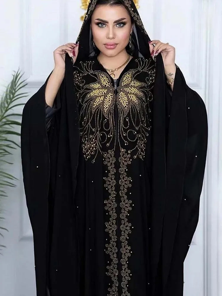 Abayas For Women Dubai Luxury Black Chiffon Boubou Muslim Fashion Dress Caftan Marocain Wedding Party Occasions Djellaba Femme