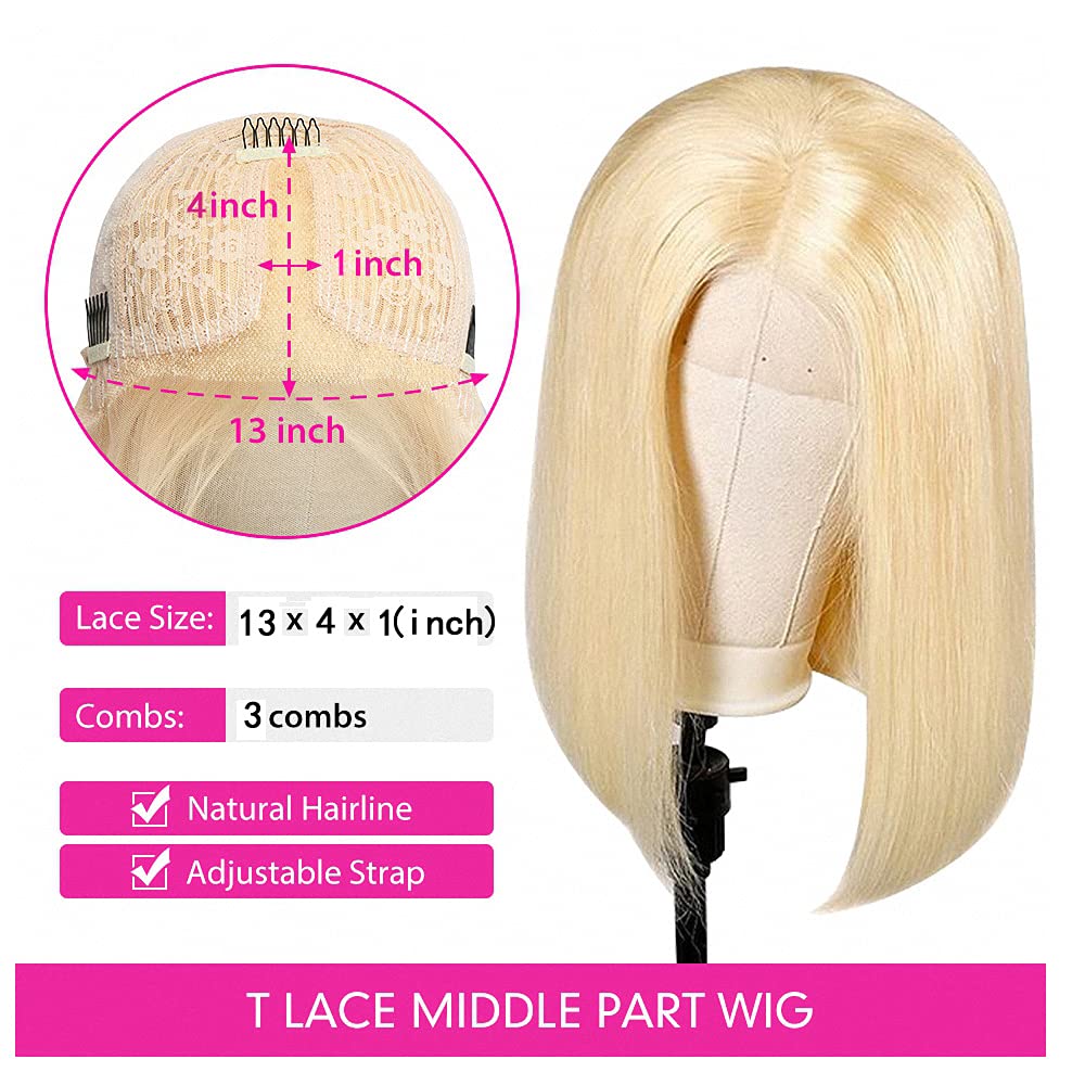 Blonde Bob Wigs Deep Part 13x1x4 Human Hair Lace Front Wigs for Black Women Pre Plucked Bleached Knots Blond Lace Wigs