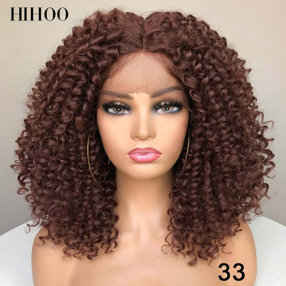 Lace Front Wigs Synthetic Short Hair Body Wave Wig For Women Preplucked Heat Resistant Fiber Hair Lace Front Wig Red Cosplay