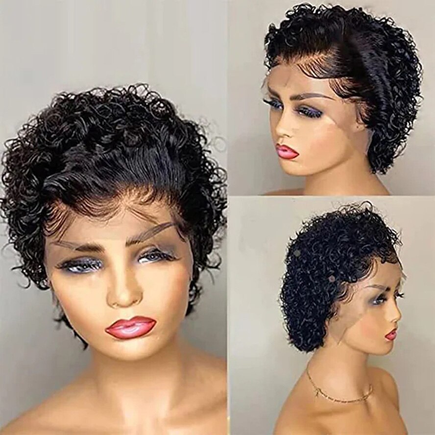 Ombre Short Curly Synthetic Hair Wigs For Black Women Short Curly Wigs Synthetic Hair Highlighted Piano Color Side Part Wigs