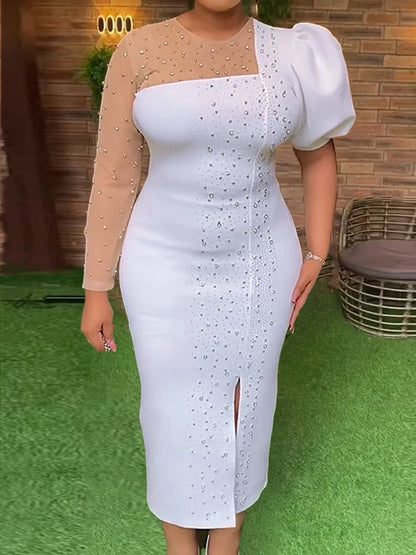 Elegant Party Dresses For Women 2024 Summer Fashion Prom Evening Gown African Diamond Bodycon Long Robe Office Lady Dress Outfit