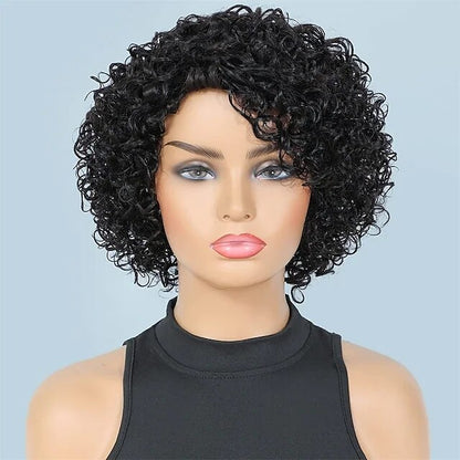 Ombre Short Curly Synthetic Hair Wigs For Black Women Short Curly Wigs Synthetic Hair Highlighted Piano Color Side Part Wigs