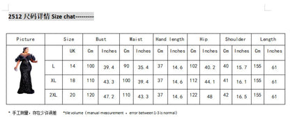 2023 Spring Summer Elegant African Women Short Sleeve Sequined Wedding Party Long Dress Africna Dresses for Women Maxi Dress