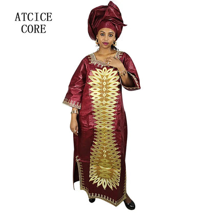 African Dresses For Woman Fashion Clothing Sets Bazin Riche Embroidery Design Long Dress