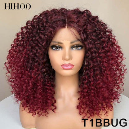 Lace Front Wigs Synthetic Short Hair Body Wave Wig For Women Preplucked Heat Resistant Fiber Hair Lace Front Wig Red Cosplay