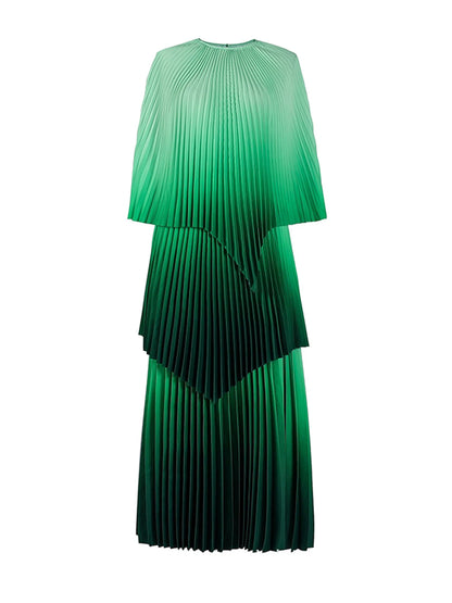 Miyake pleated dress large size Gradient layered pleated long skirt for fashionable women and floor skirts