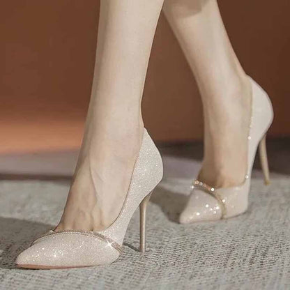 Bling Shiny Shoes Women 2022 New Pumps High Heels Shoes Fashion Office Shoes Stiletto Pointed Toe Thin Heel Wedding Party Shoes