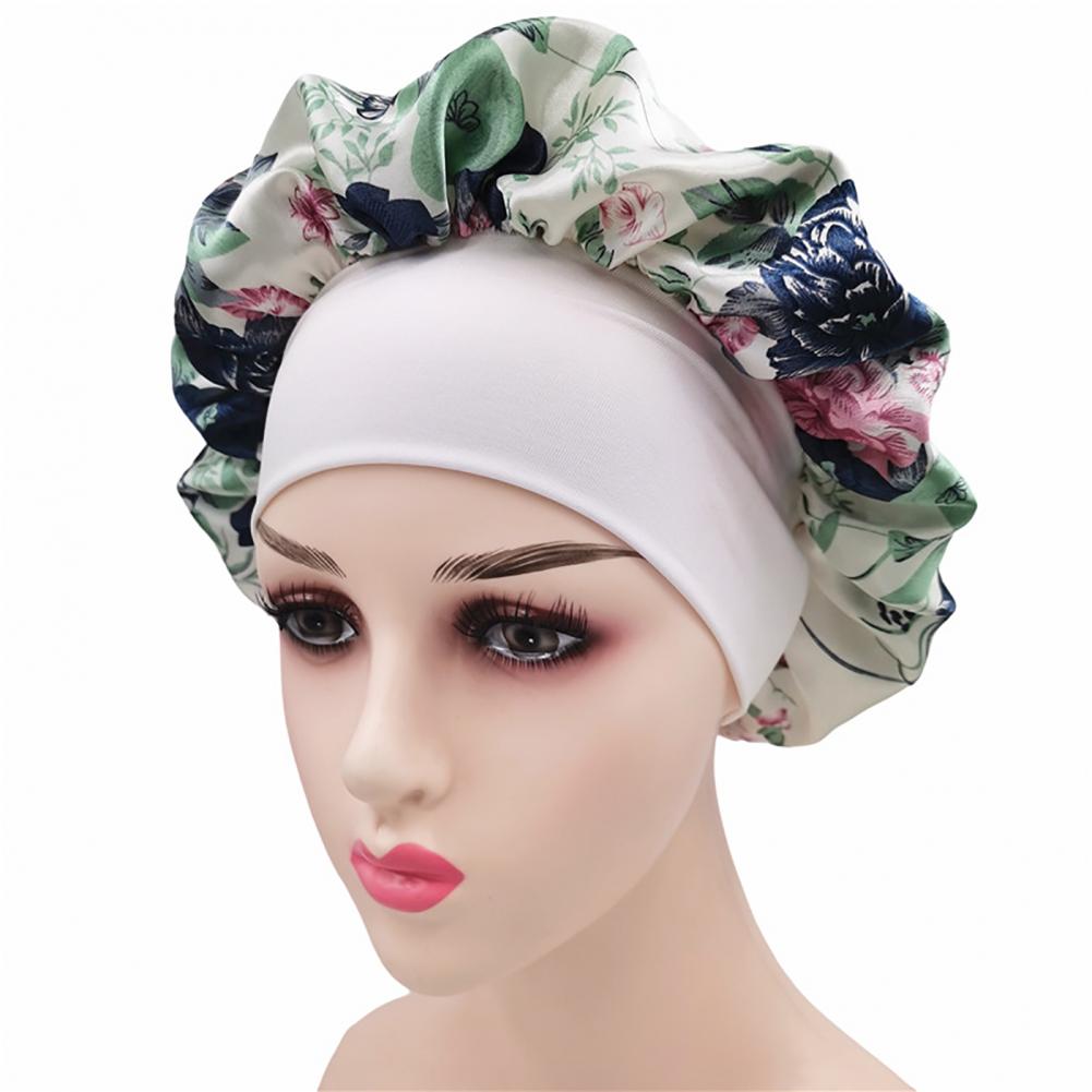 Hair Bonnet Lightweight Satin Skullies Beanies Bathing Colorful Print Bohemia Sleep Cap Beauty Hat