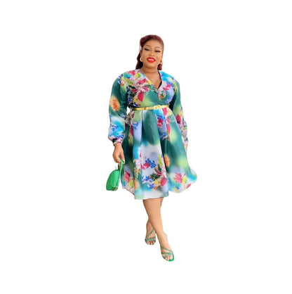 Elegant African Dresses for Women 2024 New Spring Print Africa Clothing Plus Size Evening Party Dress Dashiki Ankara Outfit Robe