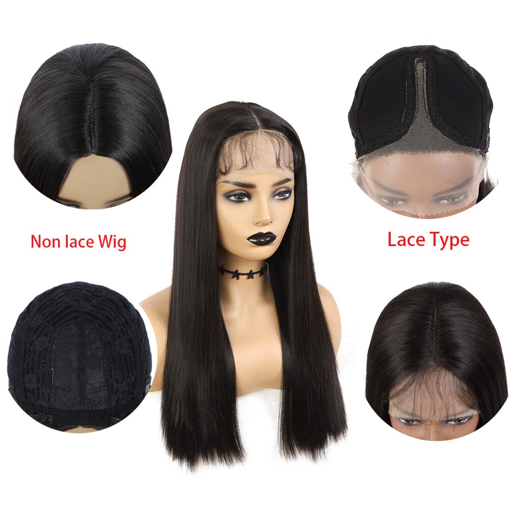 Synthetic Lace Front Wig For Black Women 32 Inches Super Long Body Wave Straight Hair Soku Middle Part Lace Wig With Baby Hair