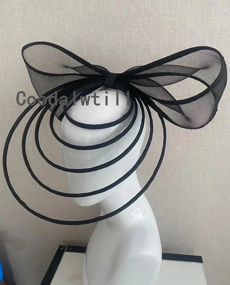 Bow Fascinators Hat For Women Weddings Hoop Headwear With Bow For Party Kenducky Royal Asscot Chapeau Cap Hair Clip Bride