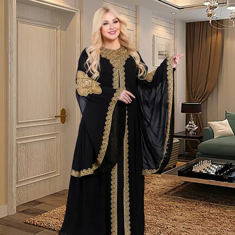 Dubai Abaya Kaftan Turkey Muslim Chiffon Maxi Dress Islam Clothing Elegant African Dresses for Women Boubou Robe Djellaba Femme