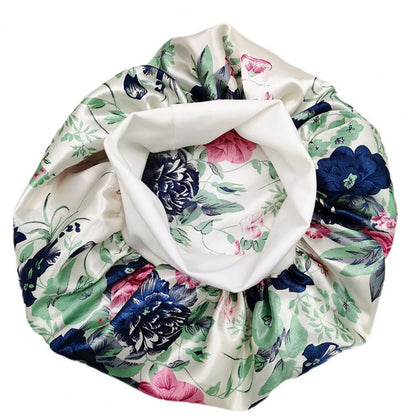 Hair Bonnet Lightweight Satin Skullies Beanies Bathing Colorful Print Bohemia Sleep Cap Beauty Hat