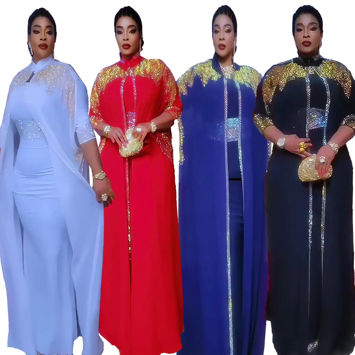 Popular Design africa clothing women's clothing from turkey rhinestone women dresses for church two-piece dress two-piece dress