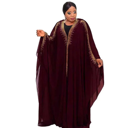 African Dress For Women Boubou Africain Femme Diamonds Dashiki Clothes Long Sleeve Ankara Girl Party Dress Muslim Fashion Abaya