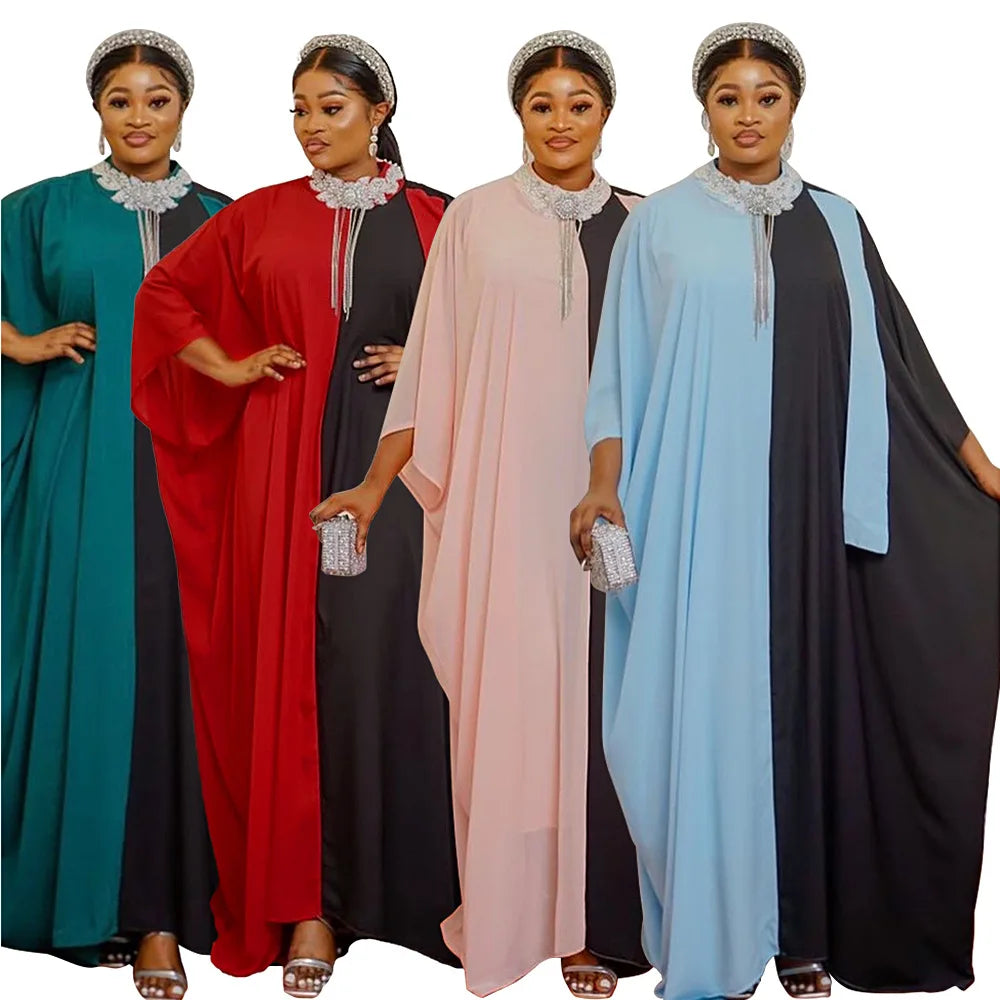 2023 African Dresses For Women Summer Autumn elegant African Polyester Plus Size Long Dress African Robes African Clothes +Inner