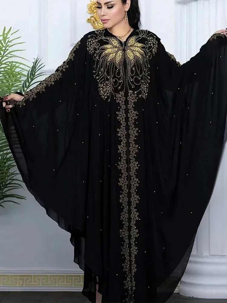 Abayas For Women Dubai Luxury Black Chiffon Boubou Muslim Fashion Dress Caftan Marocain Wedding Party Occasions Djellaba Femme