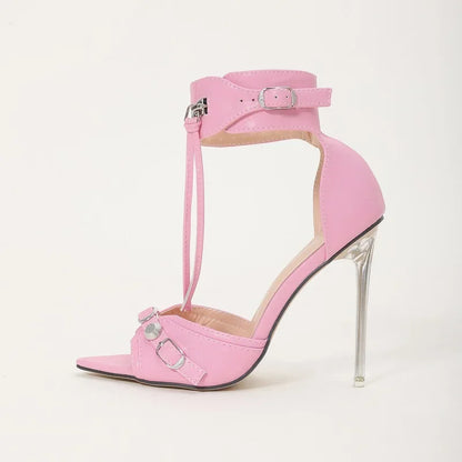 Eilyken Fashion Design Tassel Rivet Buckle Strap Sandals Sexy Thin High Heels Wedding Stripper Prom Women Shoes