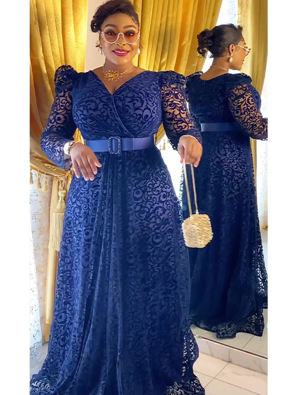 Plus Size African Party Dresses for Women 2024 New Fashion Dashiki Ankara Lace Wedding Gowns Elegant Turkey Muslim Maxi Dress