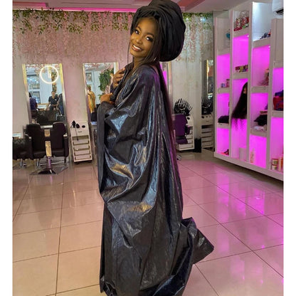 Black African Bazin Riche Dresses For Women Senegal Long Sleeve Prom Robe For Wedding Party Evening Basin Gowns Elegant Cloth