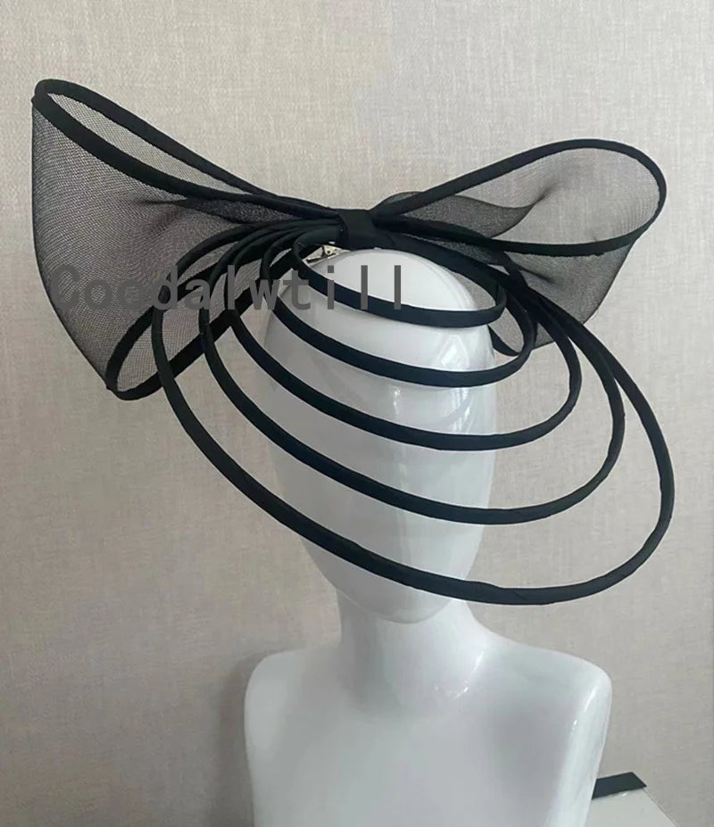 Bow Fascinators Hat For Women Weddings Hoop Headwear With Bow For Party Kenducky Royal Asscot Chapeau Cap Hair Clip Bride