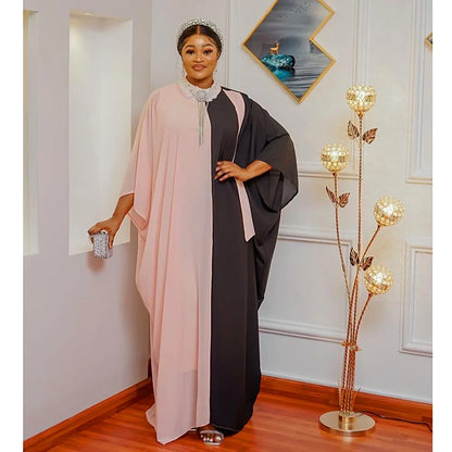 2023 African Dresses For Women Summer Autumn elegant African Polyester Plus Size Long Dress African Robes African Clothes +Inner