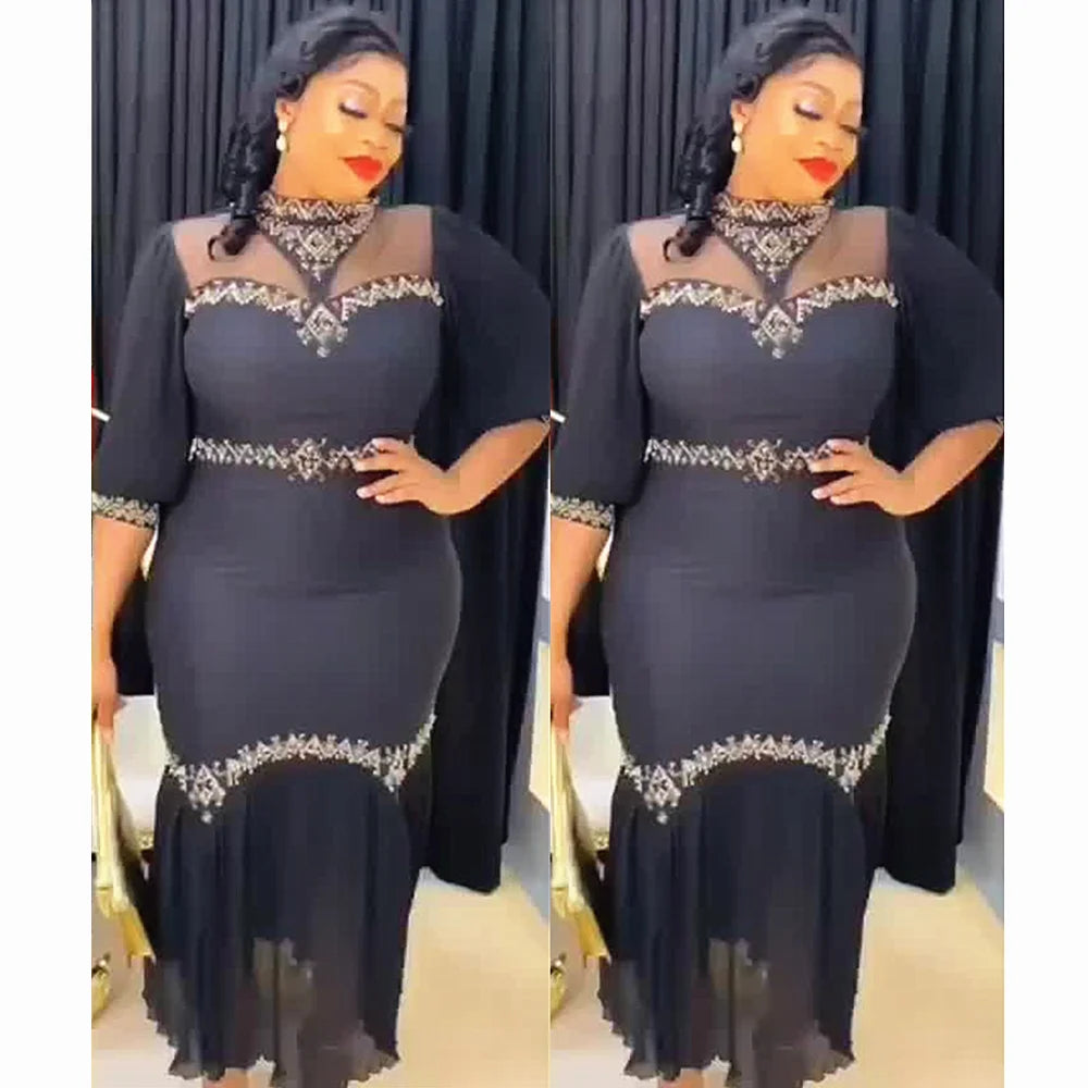 Plus Size African Party Dresses for Women Dashiki Ankara Wedding Evening Gown Sexy Bodycon Maxi Long Dress Africa Clothing 2023