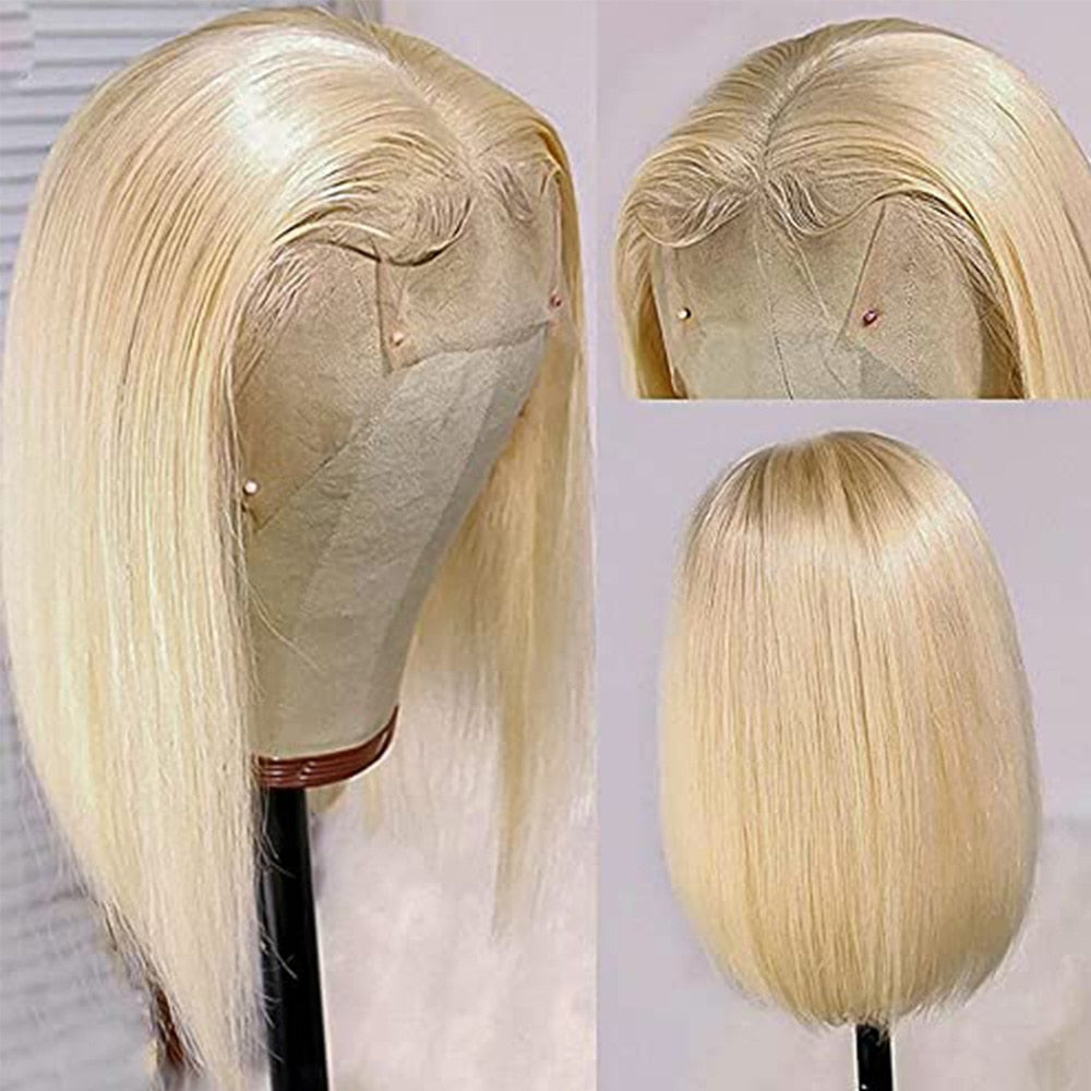 Blonde Bob Wigs Deep Part 13x1x4 Human Hair Lace Front Wigs for Black Women Pre Plucked Bleached Knots Blond Lace Wigs