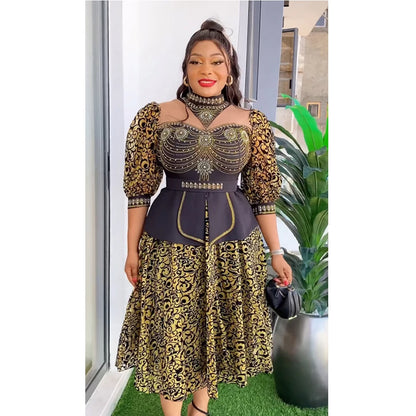 MD Plus Size African Wedding Party Dresses for Women 2024 New Dashiki Ankara Evening Gown Turkey Outfit Robe Africa Clothes