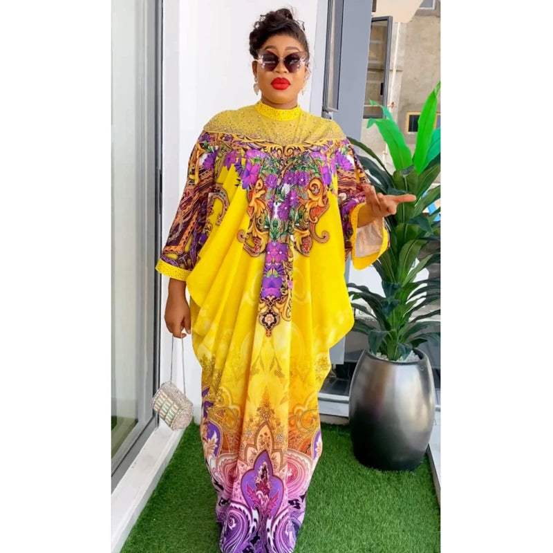 MD African Women Plus Size Evening Dresses Printing Long Sleeve Chiffon Gown Kaftan Abaya Wedding Party Ankara Ladies Clothes