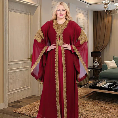 Dubai Abaya Kaftan Turkey Muslim Chiffon Maxi Dress Islam Clothing Elegant African Dresses for Women Boubou Robe Djellaba Femme