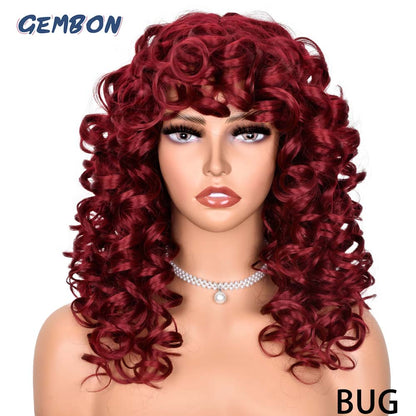 Women's Synthetic wigs Long Curly wig Blonde/brown Hair Natural Fluffy Hairstyle Red Wigs African Ombre Glueless HighTemperature