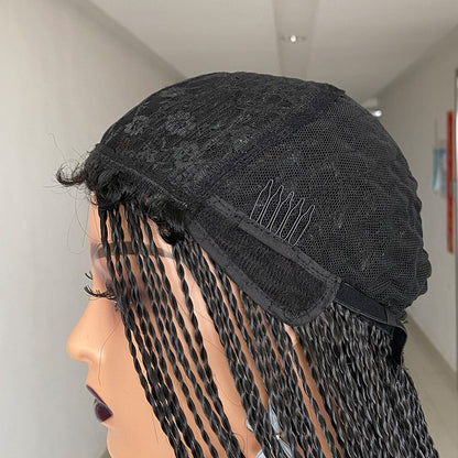 Micro Long 2 Twist Box Braids Wig For Black Women 30 Inch Braided Wigs Box Braids Fake Scalp Wig Synthetic Wigs With Baby Hair