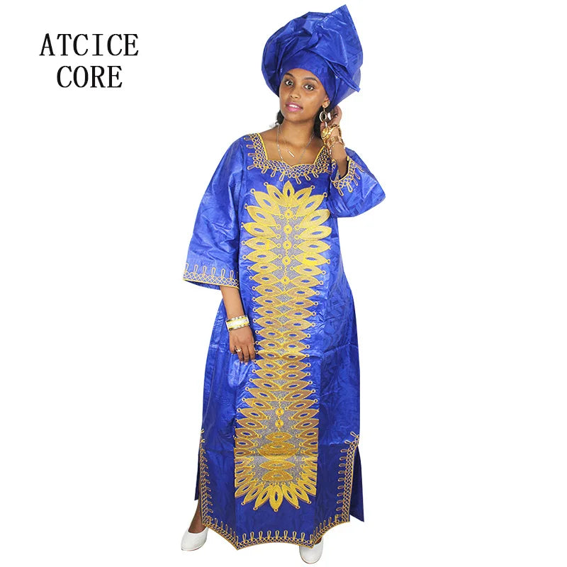 African Dresses For Woman Fashion Clothing Sets Bazin Riche Embroidery Design Long Dress