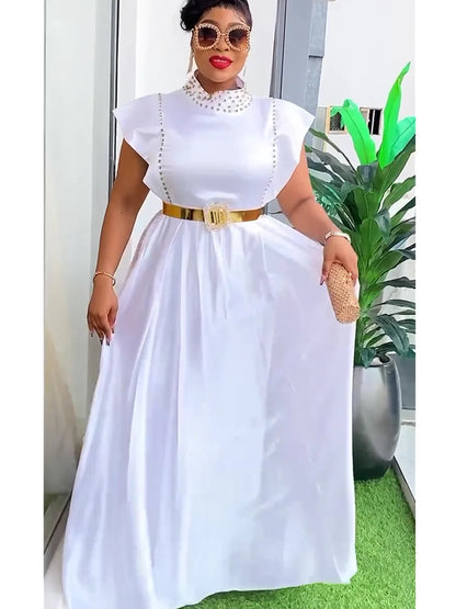 Elegant African Dresses For Women 2024 Summer Fashion Sleeveless Wedding Party Long Dress Plus Size Evening Gown Ladies Clothing