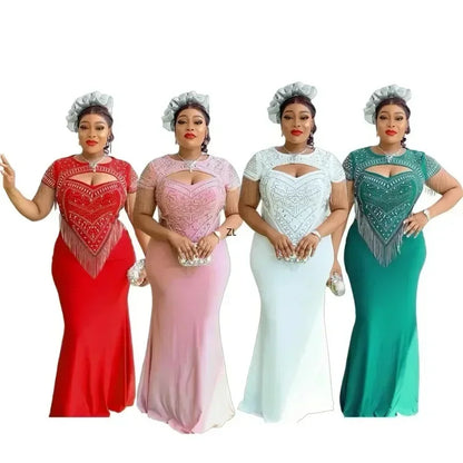 Robe 2024 Plus Size African Party Dresses for Women Sexy Bodycon Long Maxi Dress Elegant Wedding Evening Gowns Ankara Outfit