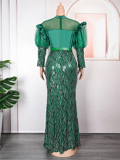 2023 Autumn Winter Dresses For Women Wedding Party Prom Luxury Sequin Robe Dubai African Elegant Evening Gown Ladies Clothing