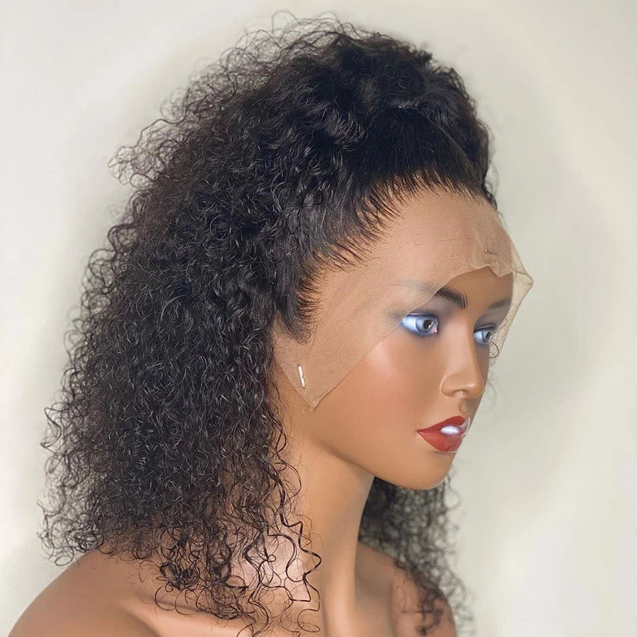 Glueless Soft Natural Black 180% Density Kinky Curly Preplucked 26inch Long Lace Front Wig  For Women BabyHair Daily Cosplay