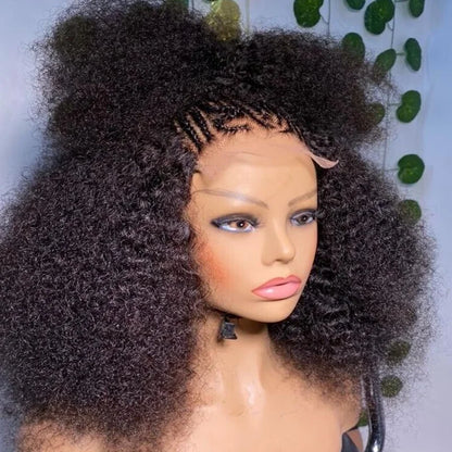 Preplucked Glueless Soft 180Density 26inch Kinky Curly Black Lace Front Wig For African Women Babyhair Heat Resistant Daily