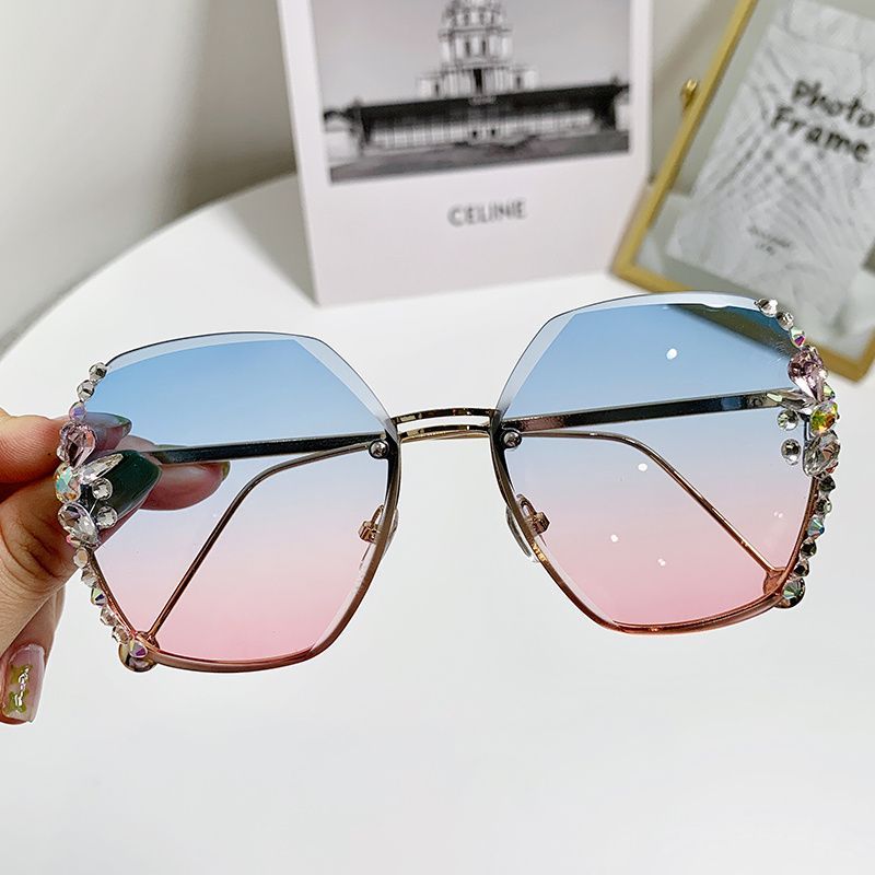 2022 Rimless Sunglasses Woman Sexy Luxury Brand Design Diamond Sun Glasses Gradient Shades for Female Oculos De Sol Uv400