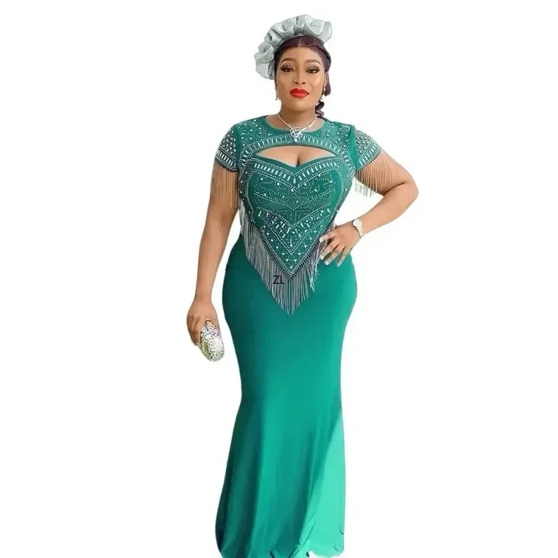 Robe 2024 Plus Size African Party Dresses for Women Sexy Bodycon Long Maxi Dress Elegant Wedding Evening Gowns Ankara Outfit