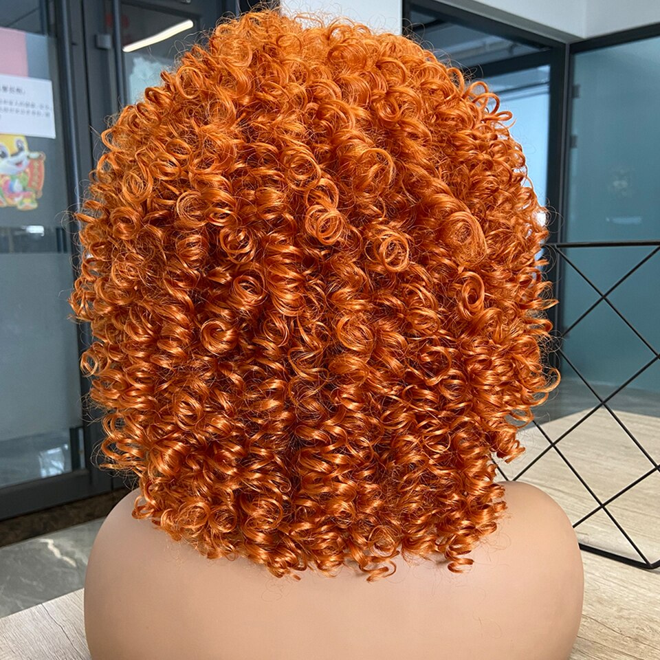 NNZES Ginger Wig Orange Kinky Curly Wig Short Synthetic Wigs for Black Women Mix Brown Blonde Pink Curly Hairs for Cosplay Daily